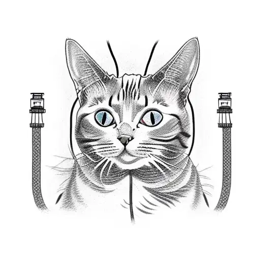 A Cat Walking On A Electric Cable Line