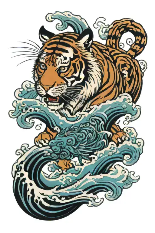 Tiger And Waves