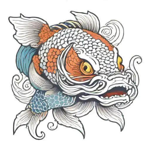 Hanya Mask With Koi Fish X Temple Surrounded