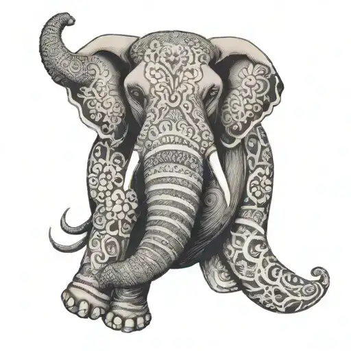 Indonesian Elephant With A Mandala Beer