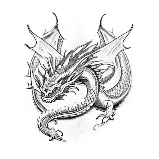 Dragon With Lycoris Radiata