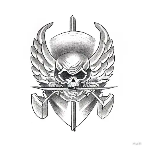 Angel With Arrow Rouses And Face Skeletor