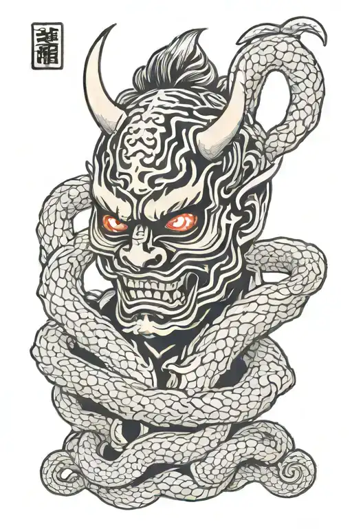 Oni Mask With Snake