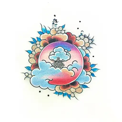 Flower With Cloud And Earth And Gun And Family