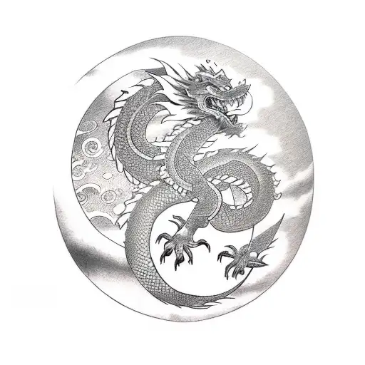 Dragon With The Moon Armsleve