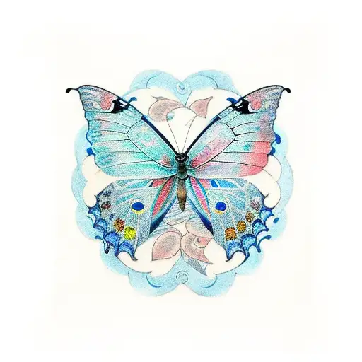 Butterfly Blue Morpho With Initial N