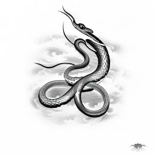 Black And Grey Snake With Clouds