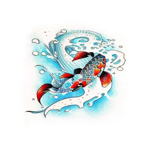 A Majestic Koi Fish Swimming Upstream In A Serene And Minimalist Pond