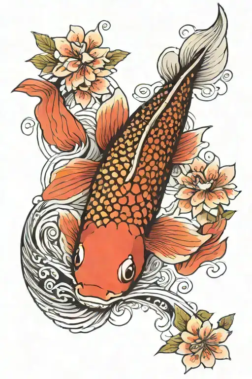 Cherry Blossom And Koi Fish