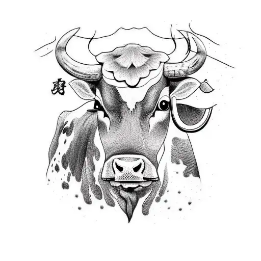 A Cow With The Words Don't Have A Cow And Go Vegan In The Style Of A Yakusa