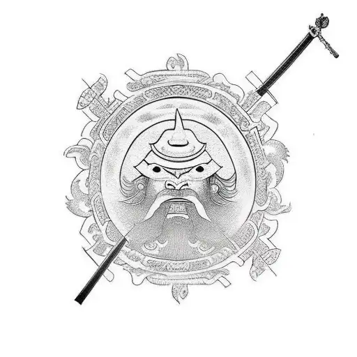 Samurai With Red Sun