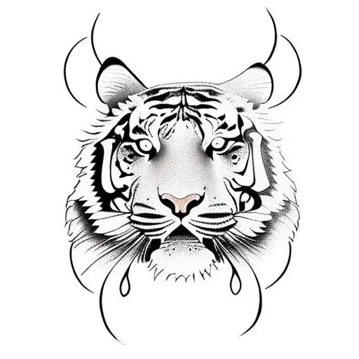 Tiger Step On Lotus Flower