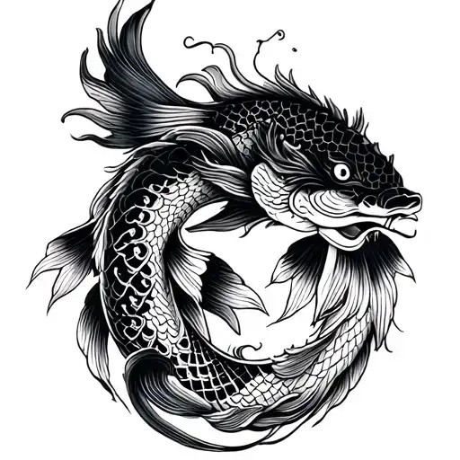 Naga And Koi Fish Transforming