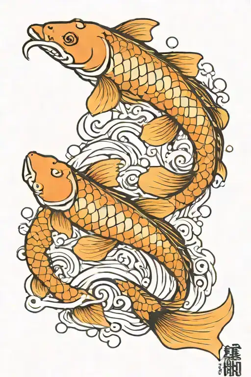 Carpas Koi Fish Swimming Upstream