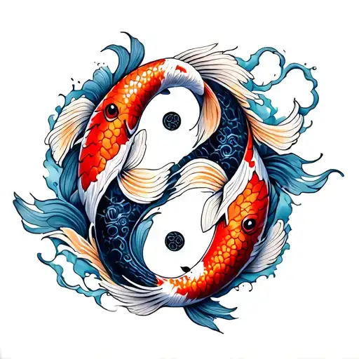 Koi Fish Transforming Ying Yang