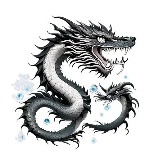 Marrin Mother Dragon With Emerging 3 Baies Woth Birthstones In Their Mouths