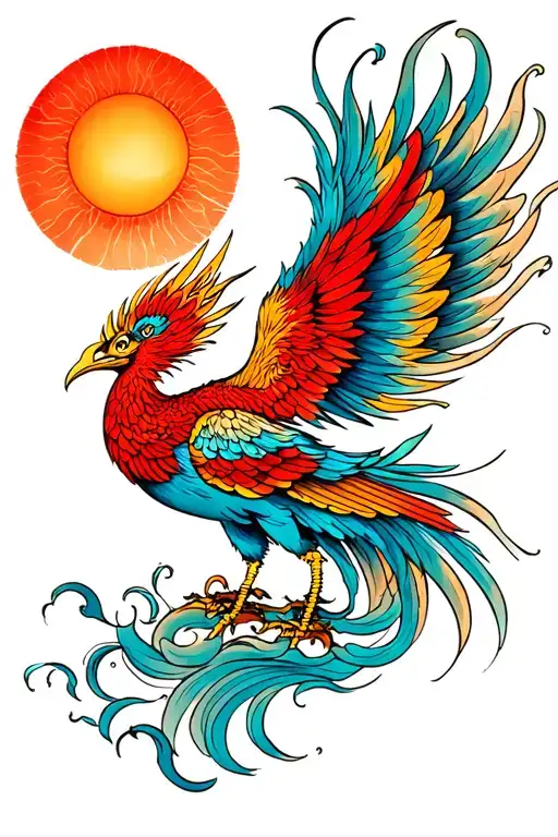 Japanese Phoenix With Sun