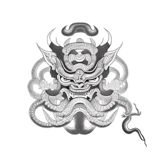 Oni Mask With Snake