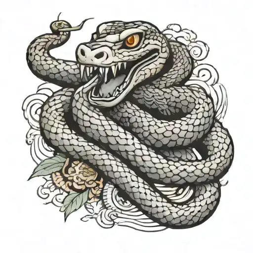 A Snake Wraps Around A Sword