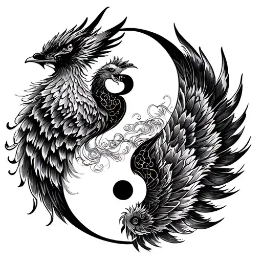 Phoenix In Yin Yang Design