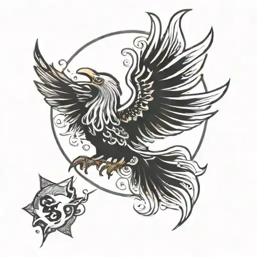 Phonenix With Moon And Stars Forming