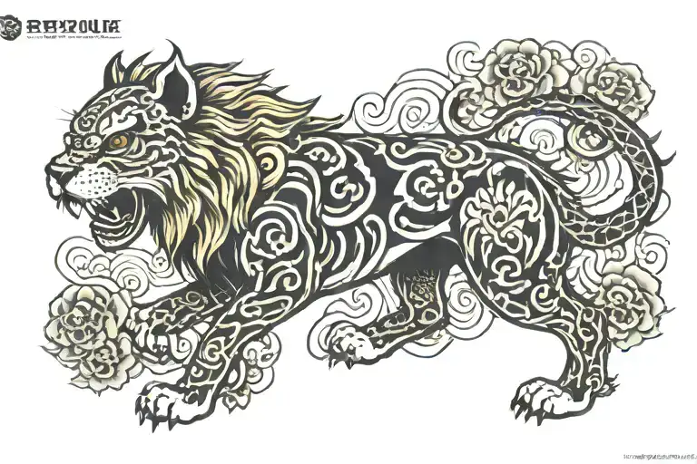 Lion Dog With Skulls