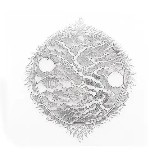 Tree Of Life Phoenix Cat Sun Moon