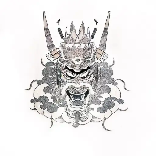 Samurai Warrior And Dragon