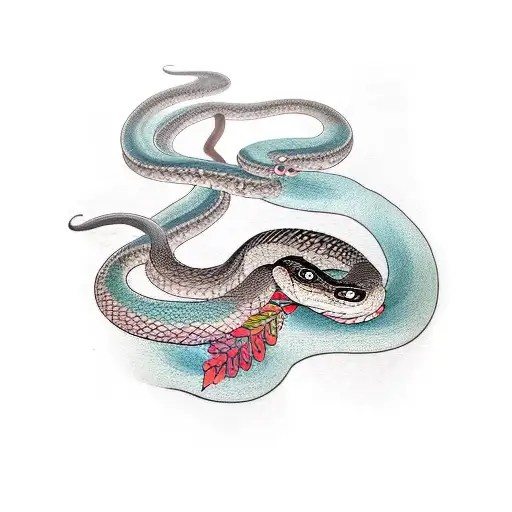 Snake With Sakura Leaves