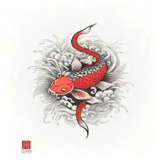 Koi Fish Red Black Dragon