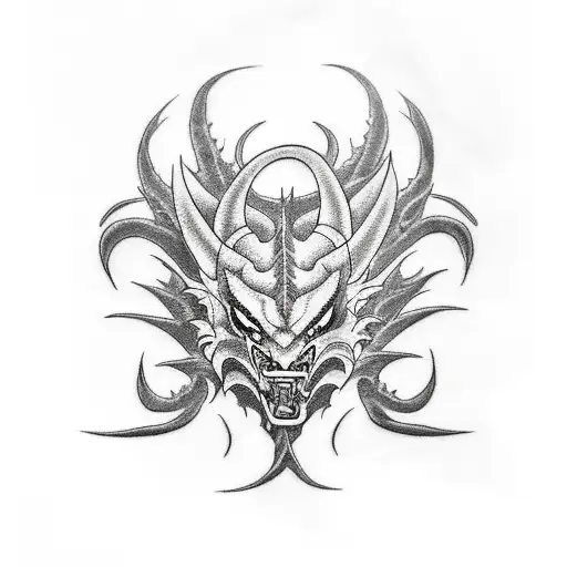 Fine Line Black Dragon Tattoo For Leg