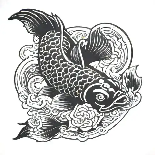 Black Koi Fish Around Wrist