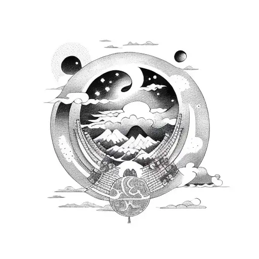 A Celestial Orchestra Playing Music In The Night Sky