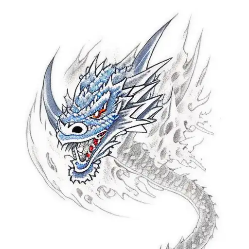 Blue Dragon Lightning Wrapped Around A Sword