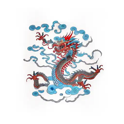 A Chinese Dragon Surrounded By Musical Notes