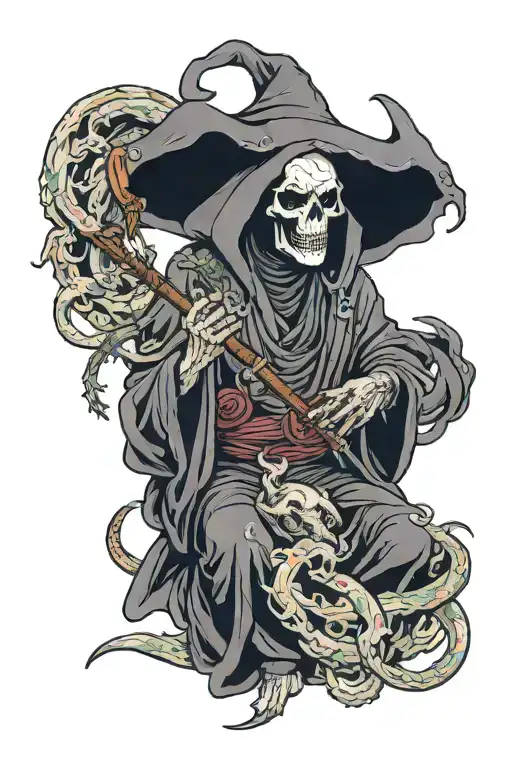 Grim Reaper Smoking With A Panther