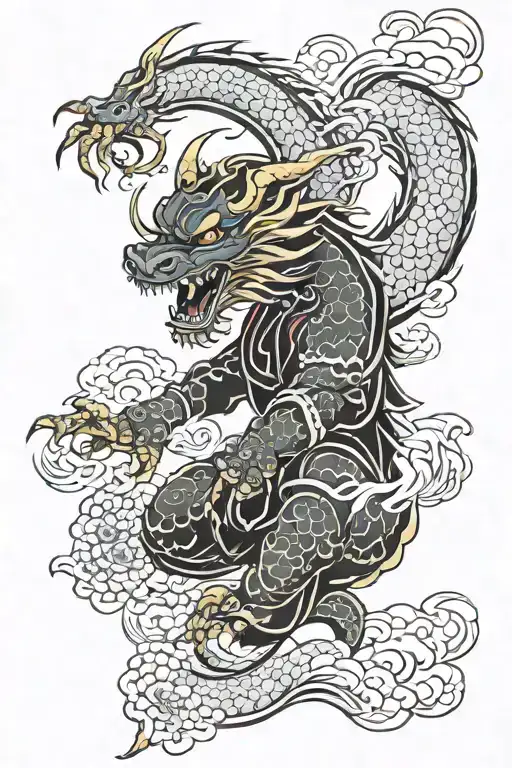 Japanese Dragon Samurai Half Sleeve Tattoo Design