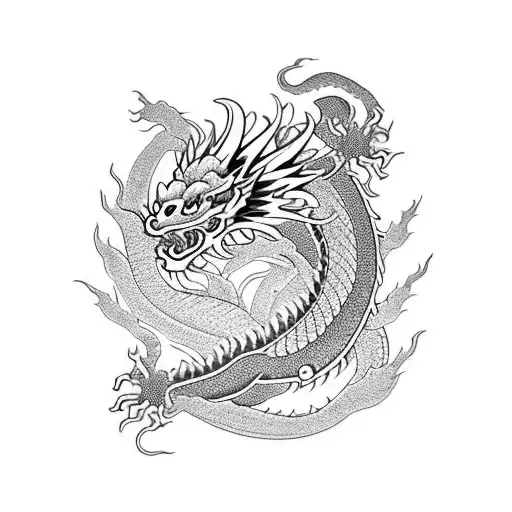 Dragon With Chrysanthemum Not Too Dark