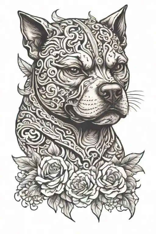 A Mythical Creature Combining Features Of A Staffordshire Bull Terrier And A Warrior