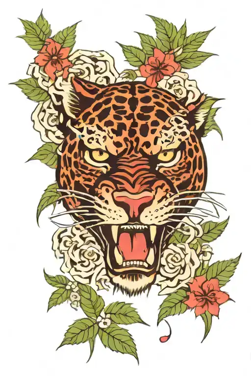 Panther And Skulls And Weed Leaf