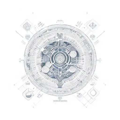 A Web Design Blueprint With Coding Symbols Forming A Background