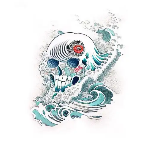 Ocean Wave With Skulls