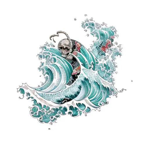 Ocean Wave With Skulls