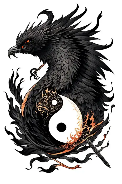 Ying Yang Phoenix Rising From The Ashes Sword