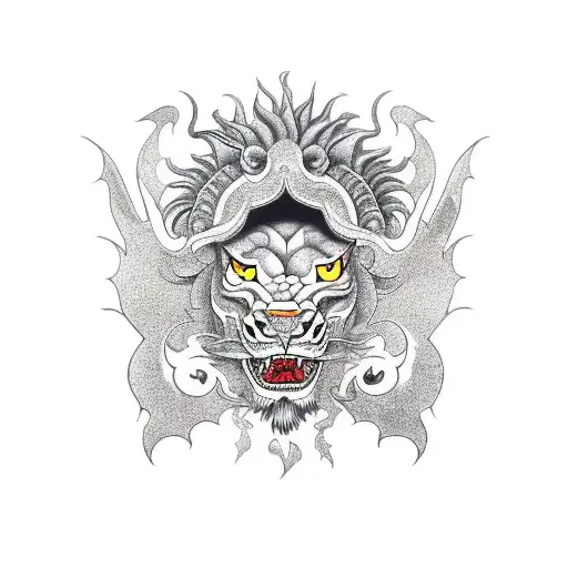 Dragon With Lion And Motorcycle