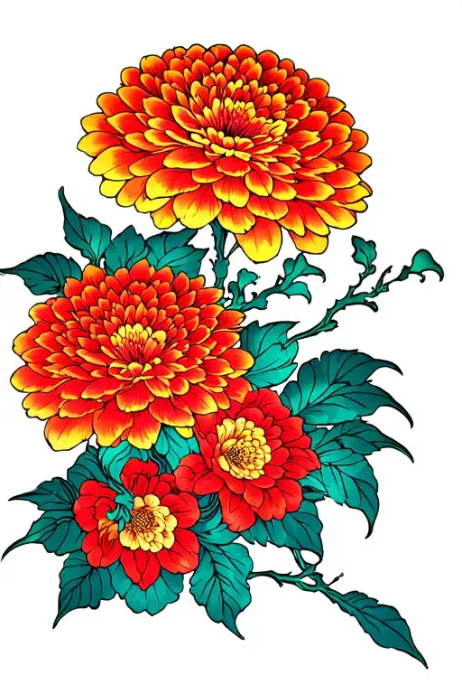Back Japanese Style Tattoo With Chrysanthemum And Samurai Or Japanese Greek Mythology