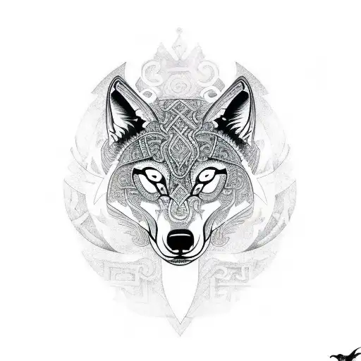 An Intricate Design Of Viking Runes Forming The Shape Of A Wolf