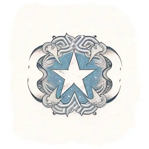 Star And Twilight With Letter N