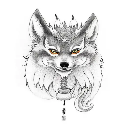 Kitsune In Full Growth With Background