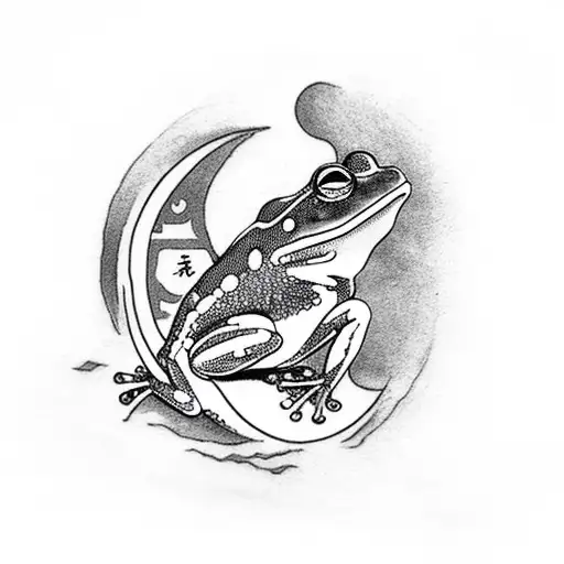 Frog Sitting On A Crescent Moon